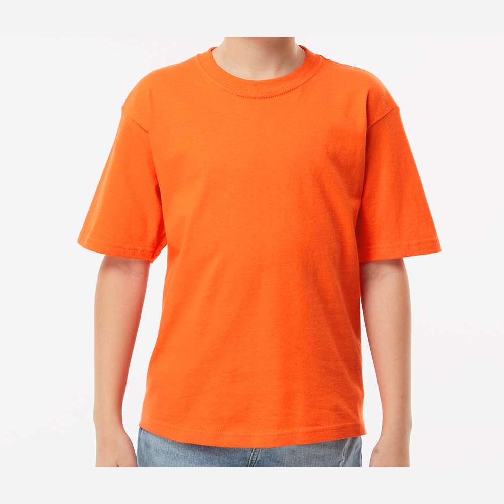 M&O Youth Gold Soft Touch T-Shirt - Orange - On Model Front