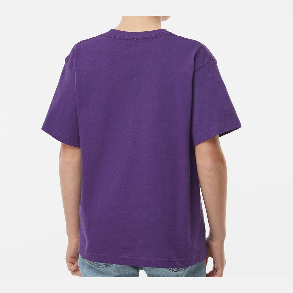 M&O Youth Gold Soft Touch T-Shirt - Purple - On Model Back