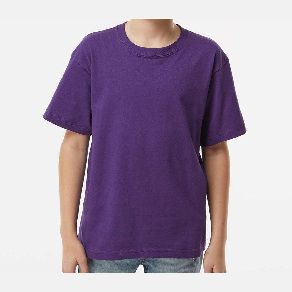 M&O Youth Gold Soft Touch T-Shirt - Purple - On Model Front