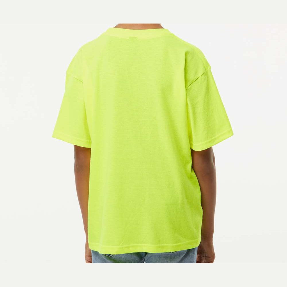M&O Youth Gold Soft Touch T-Shirt - Safety Green - On Model Back