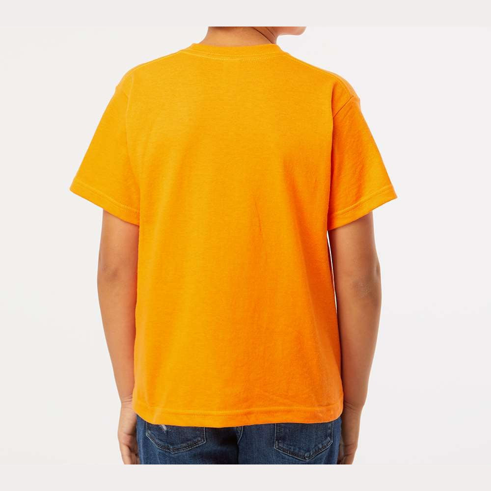 M&O Youth Gold Soft Touch T-Shirt - Safety Orange - On Model Back