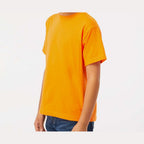 M&O Youth Gold Soft Touch T-Shirt - Safety Orange - On Model Side