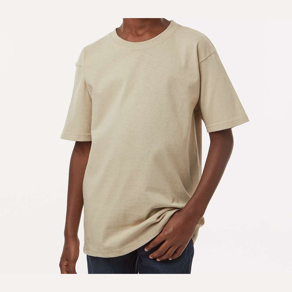 M&O Youth Gold Soft Touch T-Shirt - Sand - On Model Front