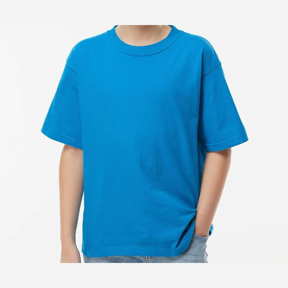 M&O Youth Gold Soft Touch T-Shirt - Turquoise - On Model Front
