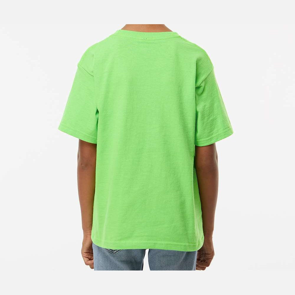 M&O Youth Gold Soft Touch T-Shirt - Vivid Lime - On Model Back
