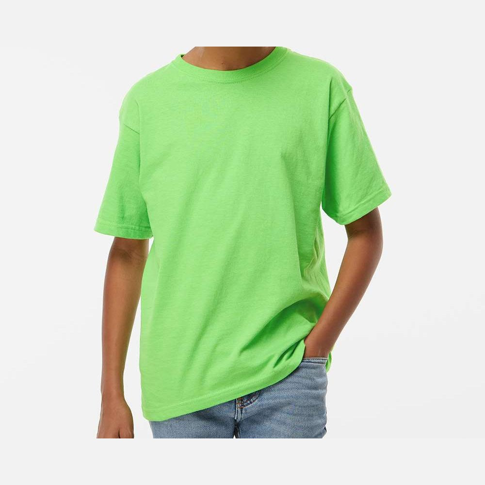 M&O Youth Gold Soft Touch T-Shirt - Vivid Lime - On Model Front