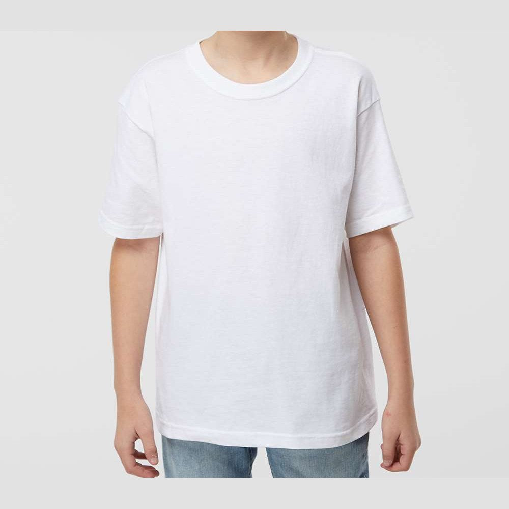 M&O Youth Gold Soft Touch T-Shirt - White - On Model Front