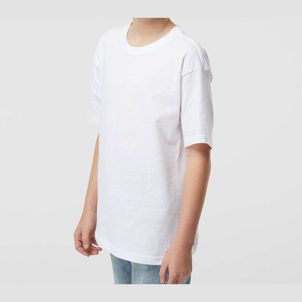 M&O Youth Gold Soft Touch T-Shirt - White - On Model Side