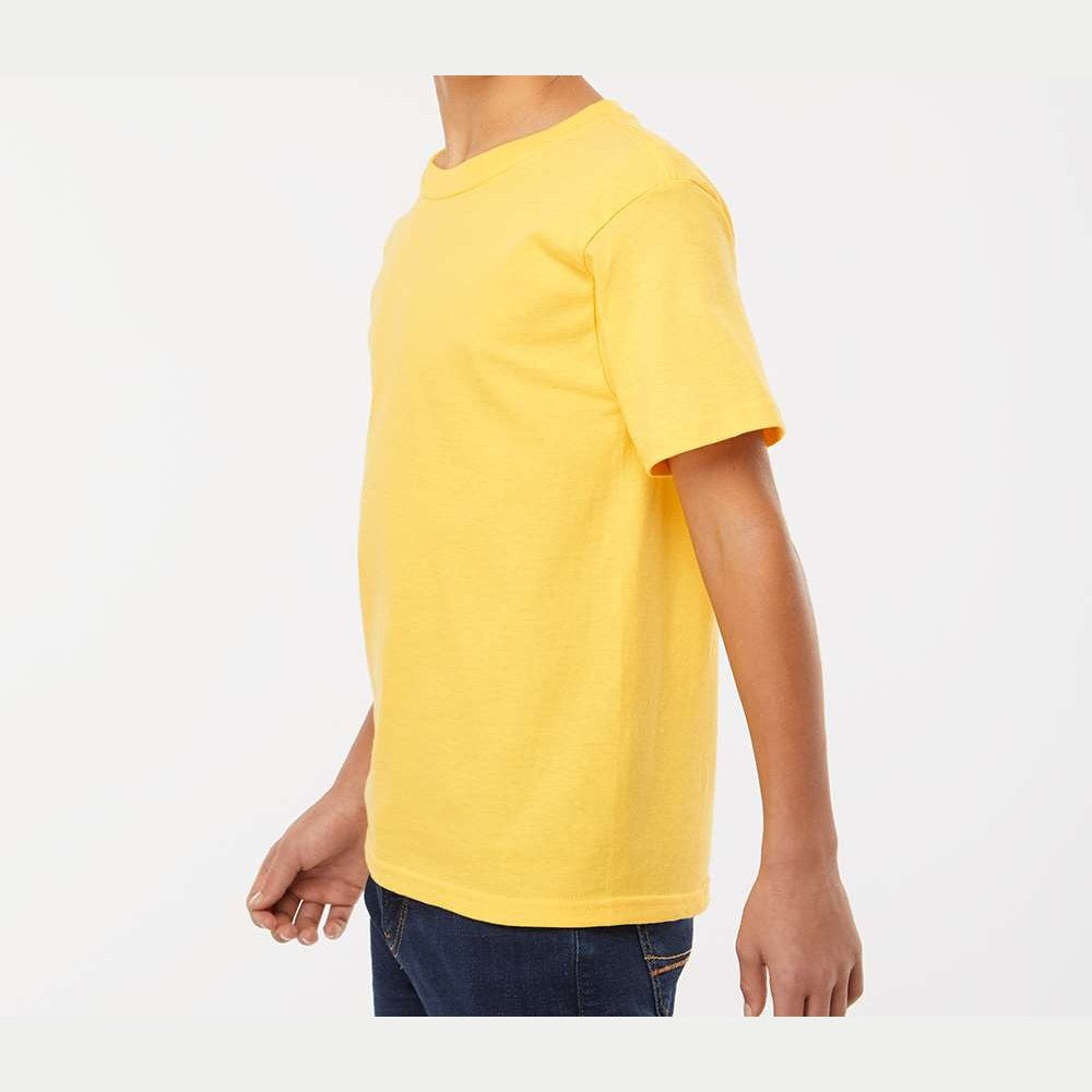 M&O Youth Gold Soft Touch T-Shirt - Yellow - On Model Side