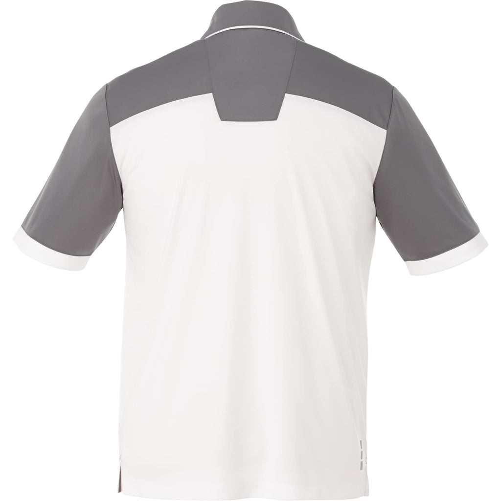 Mack Colorblock Performance Polo for Men Embroidery - Steel Grey/White - Flat