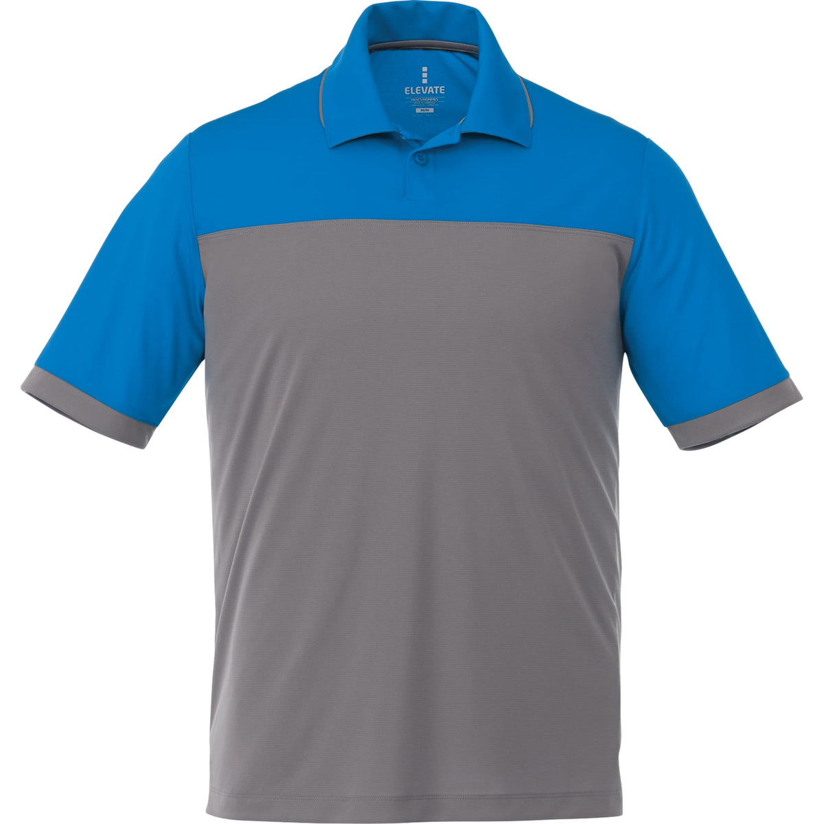 Mack Colorblock Performance Polo for Men Laser Engraving - Olympic Blue/Steel Grey - Back Flat 2