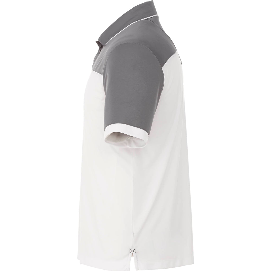 Mack Colorblock Performance Polo for Men Laser Engraving - Steel Grey/White - Left Side