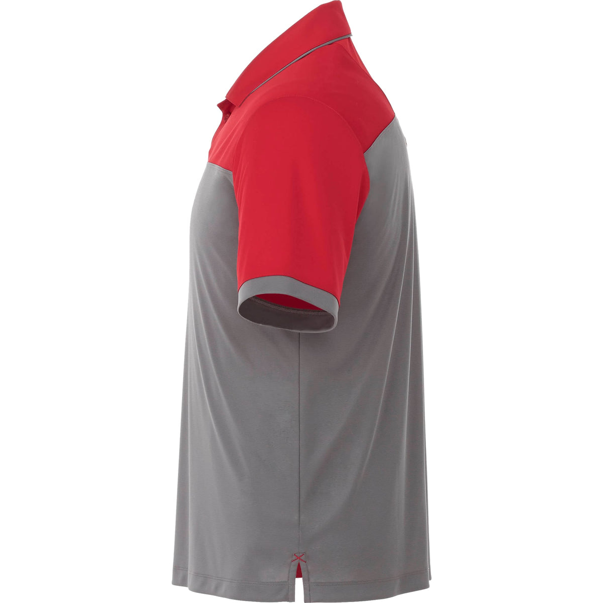Mack Colorblock Performance Polo for Men Laser Engraving - Team Red/Steel Grey - Left Side