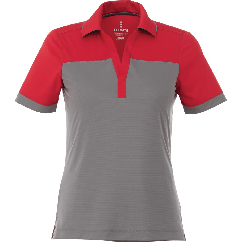 Mack Colorblock Polo for Women Debossing - Team Red/Steel Grey - Back Flat