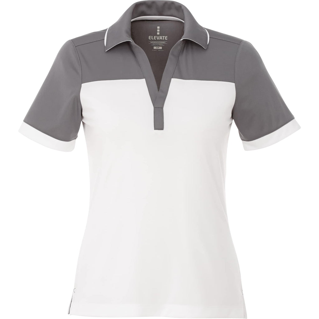 Mack Colorblock Polo for Women Embroidery - Steel Grey/White - Back Flat