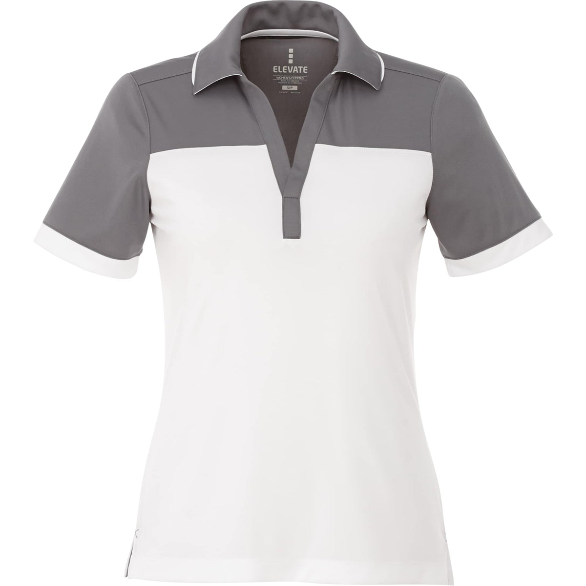 Mack Colorblock Polo for Women Embroidery - Steel Grey/White - Back Flat