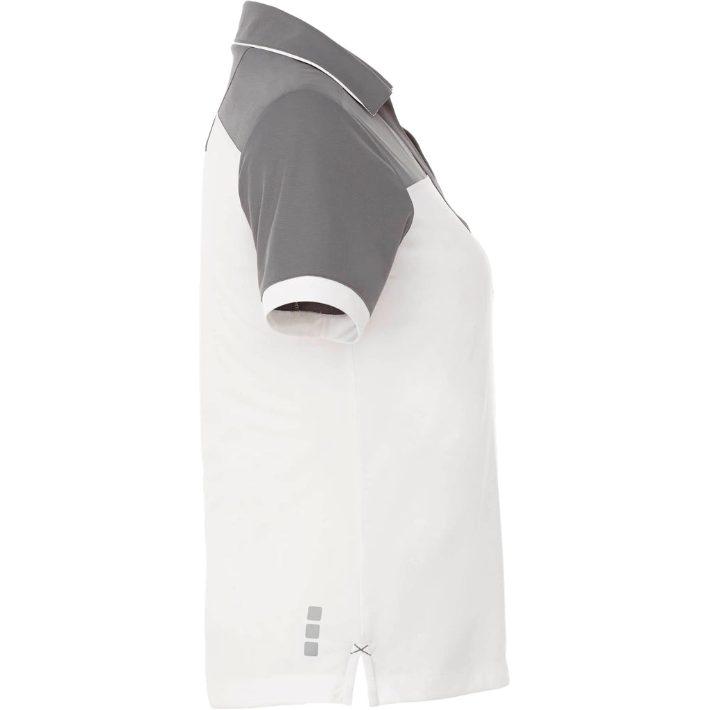 Mack Colorblock Polo for Women Embroidery - Steel Grey/White - Right Side