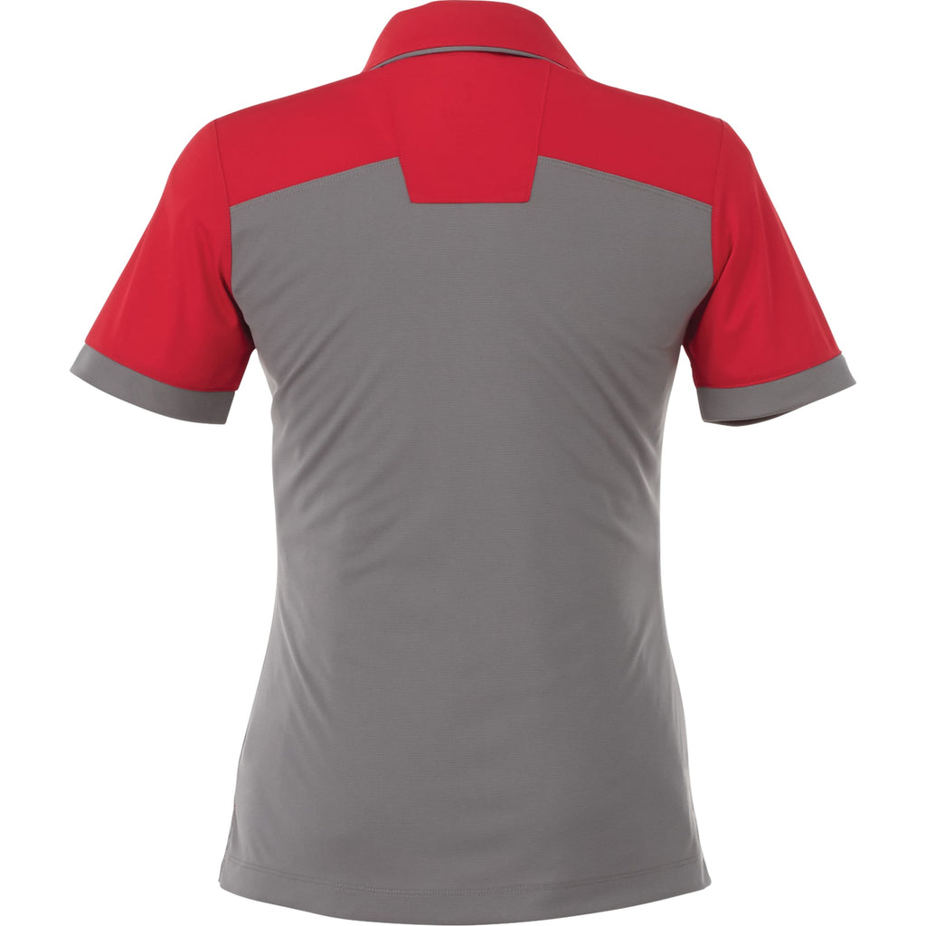 Mack Colorblock Polo for Women Embroidery - Team Red/Steel Grey - Front Flat