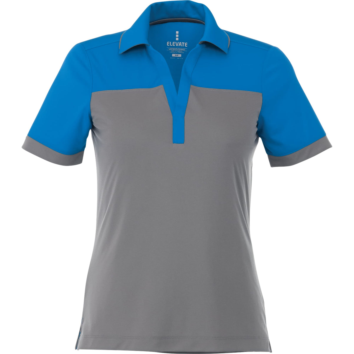 Mack Colorblock Polo for Women Laser Engraving - Olympic Blue/Steel Grey - Back Flat 2
