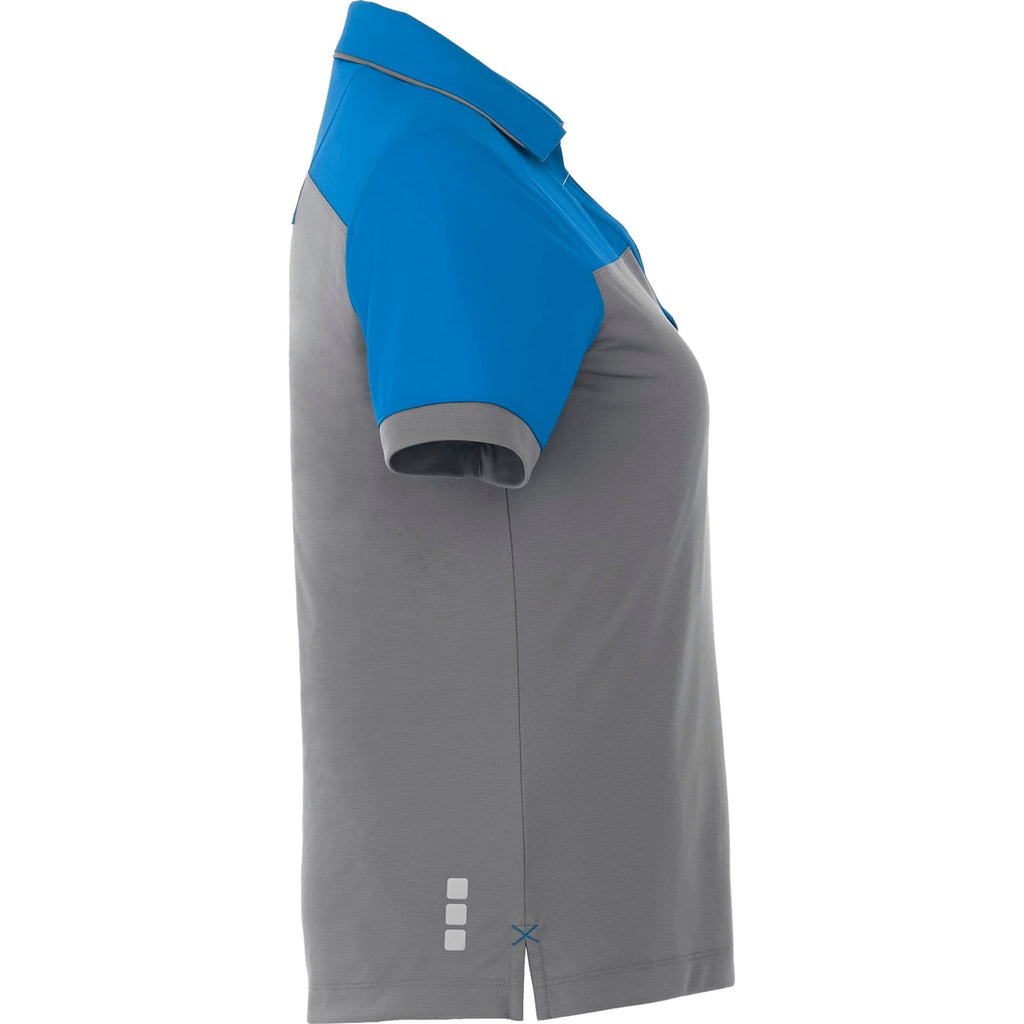 Mack Colorblock Polo for Women Laser Engraving - Olympic Blue/Steel Grey - Right Side
