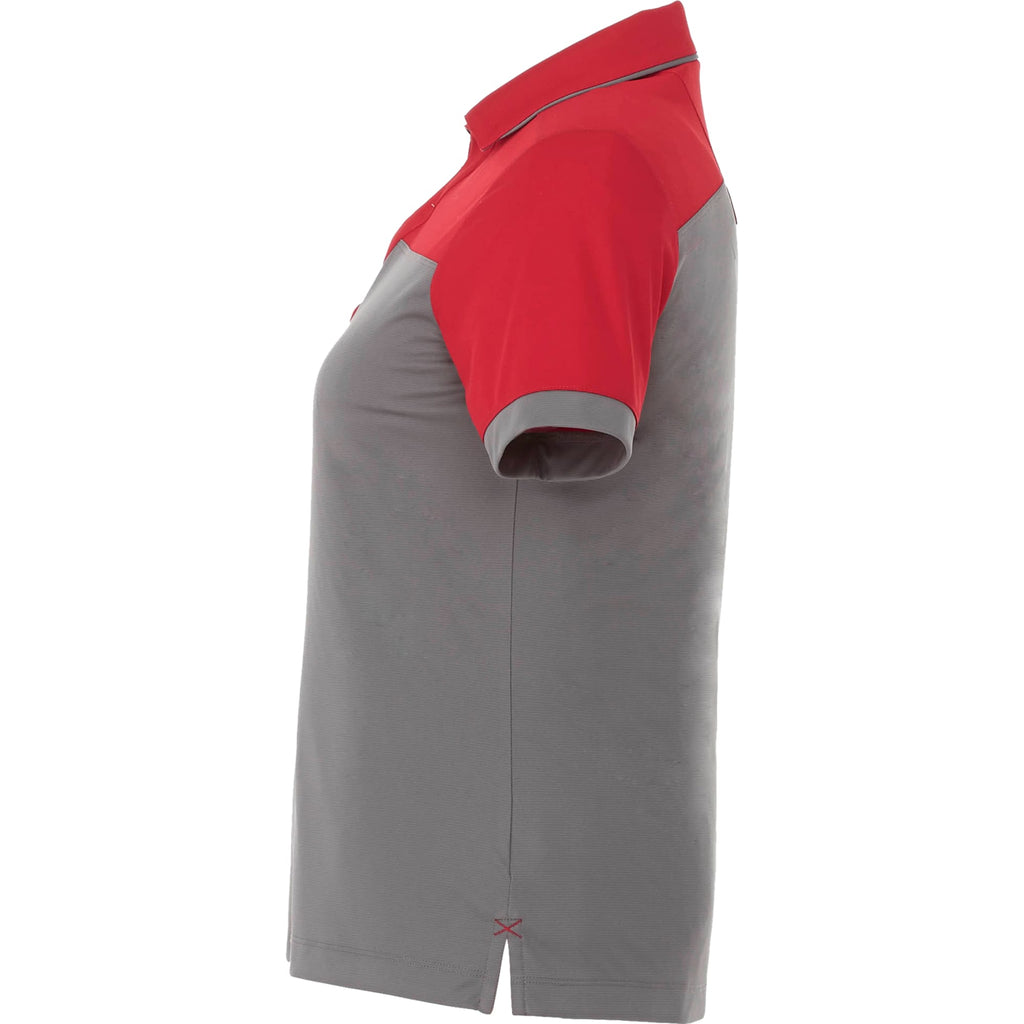 Mack Colorblock Polo for Women Laser Engraving - Team Red/Steel Grey - Left Side