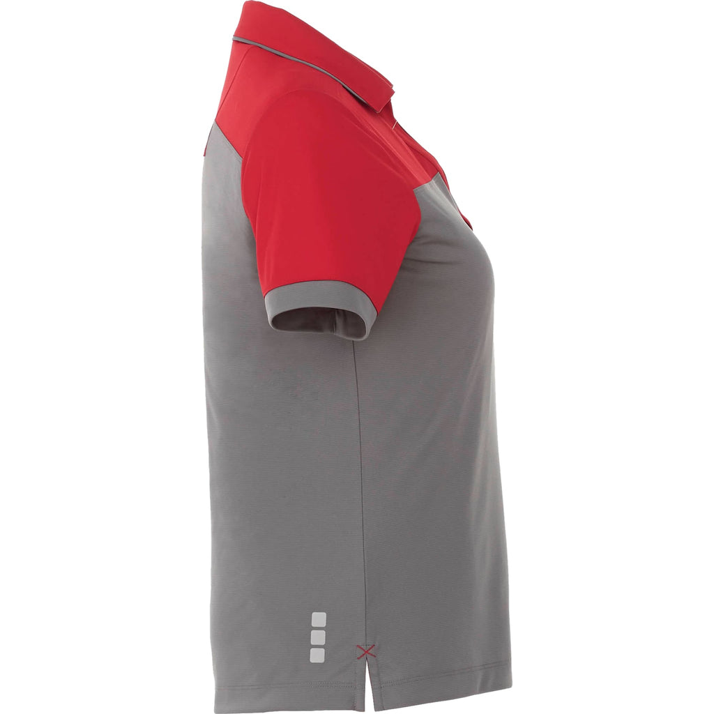 Mack Colorblock Polo for Women Laser Engraving - Team Red/Steel Grey - Right Side