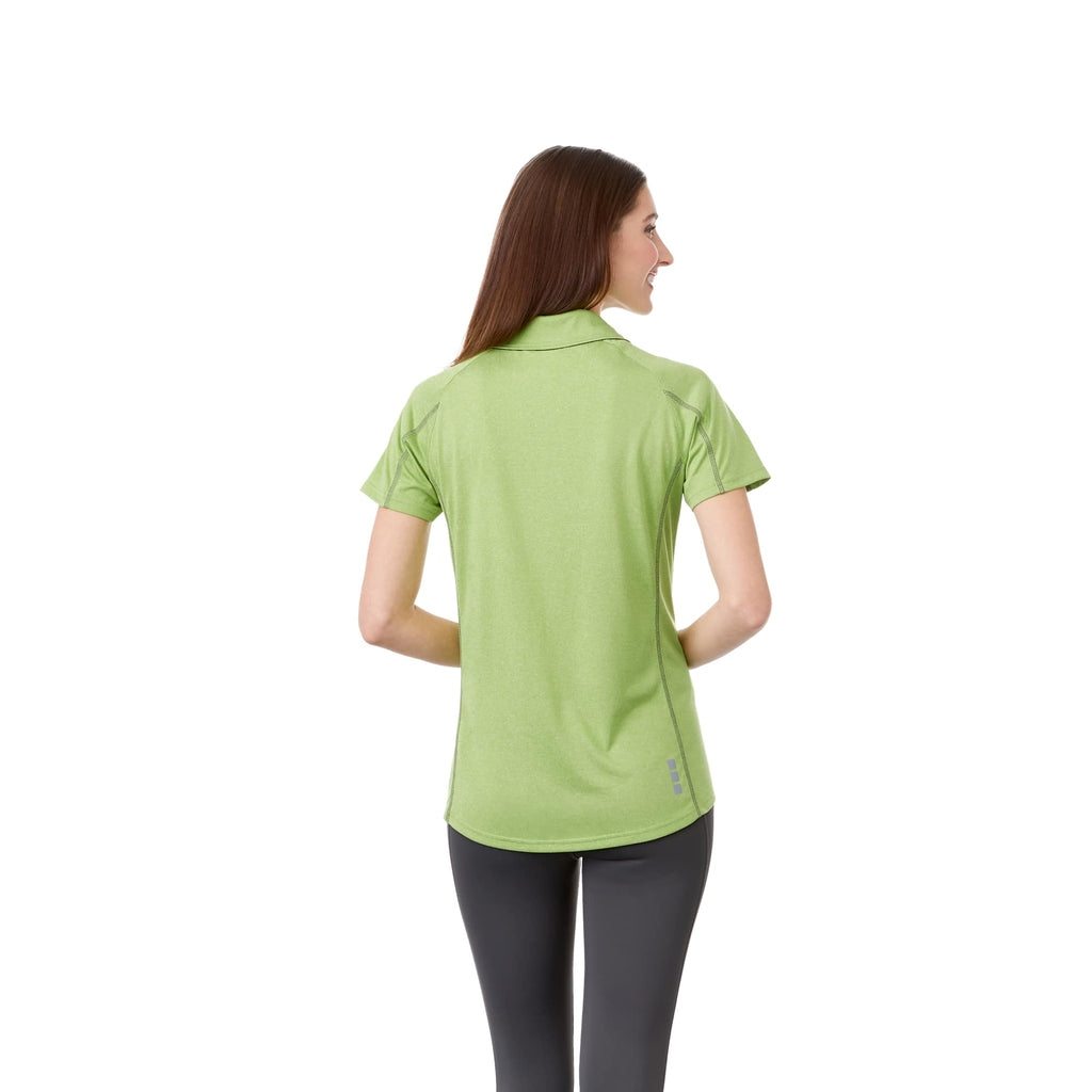 Macta Heathered Polo with Contrast Placket for Women Debossing - Apple Heather/Black Smoke - Back On Model