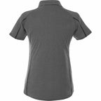 Macta Heathered Polo with Contrast Placket for Women Debossing - Heather Dk Charcoal/Black Smk - Flat