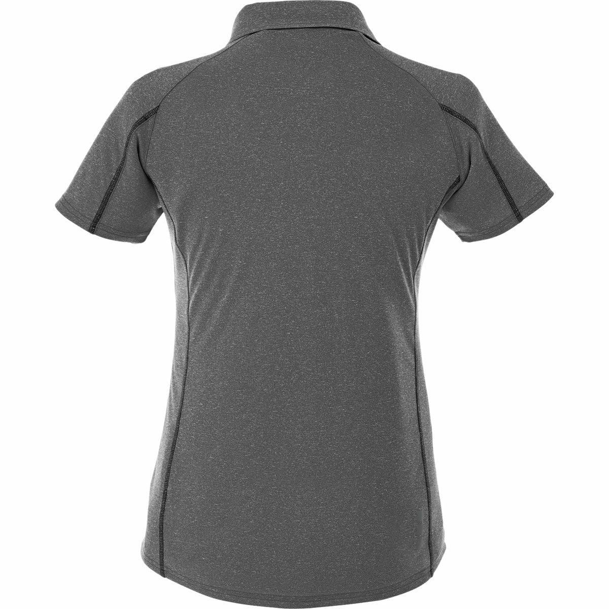 Macta Heathered Polo with Contrast Placket for Women Debossing - Heather Dk Charcoal/Black Smk - Flat