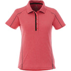 Macta Heathered Polo with Contrast Placket for Women Debossing - Team Red Heather/Black Smoke - Front Flat