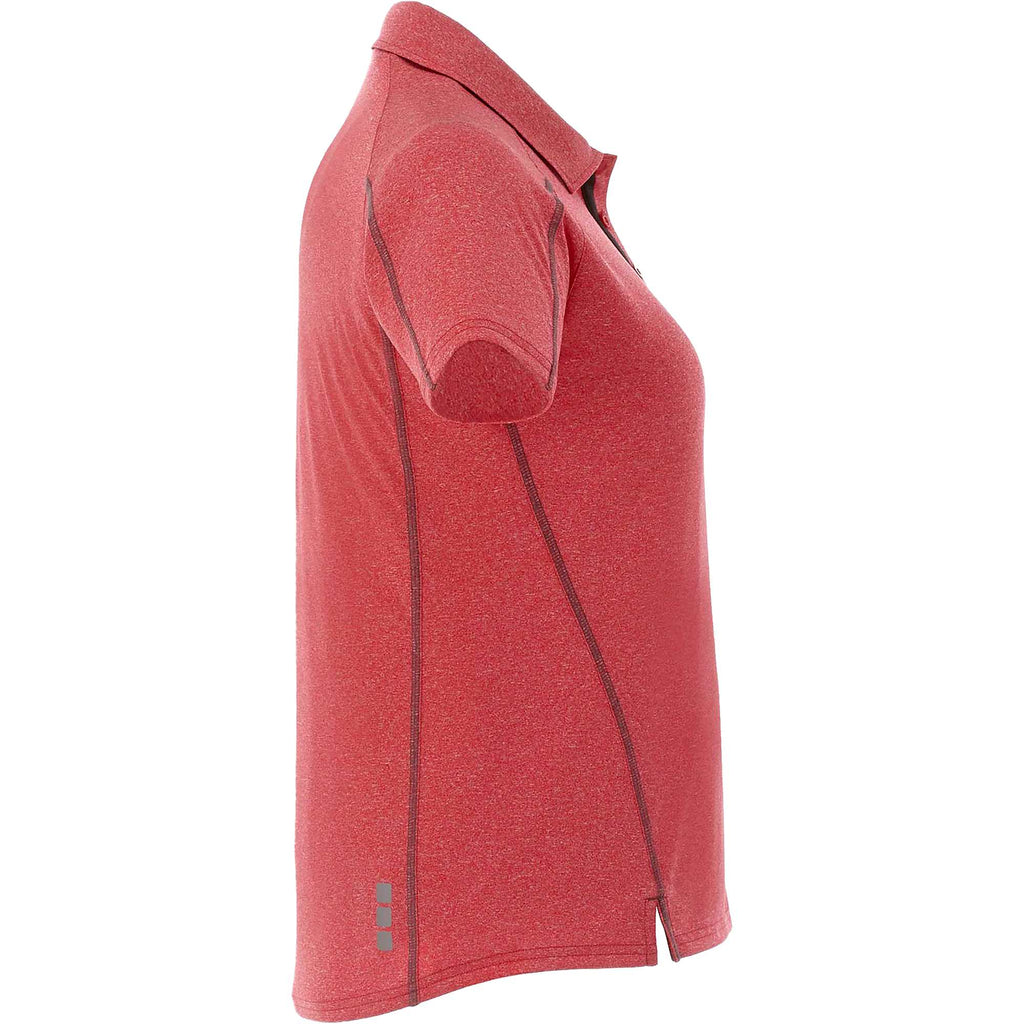Macta Heathered Polo with Contrast Placket for Women Debossing - Team Red Heather/Black Smoke - Right Side