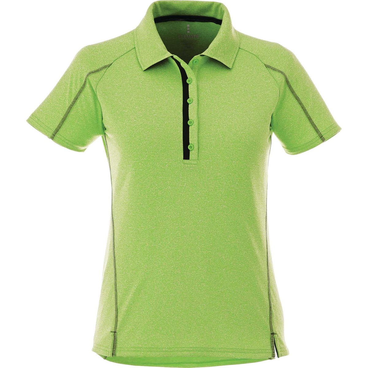 Macta Heathered Polo with Contrast Placket for Women Transfer - Apple Heather/Black Smoke - Front Flat