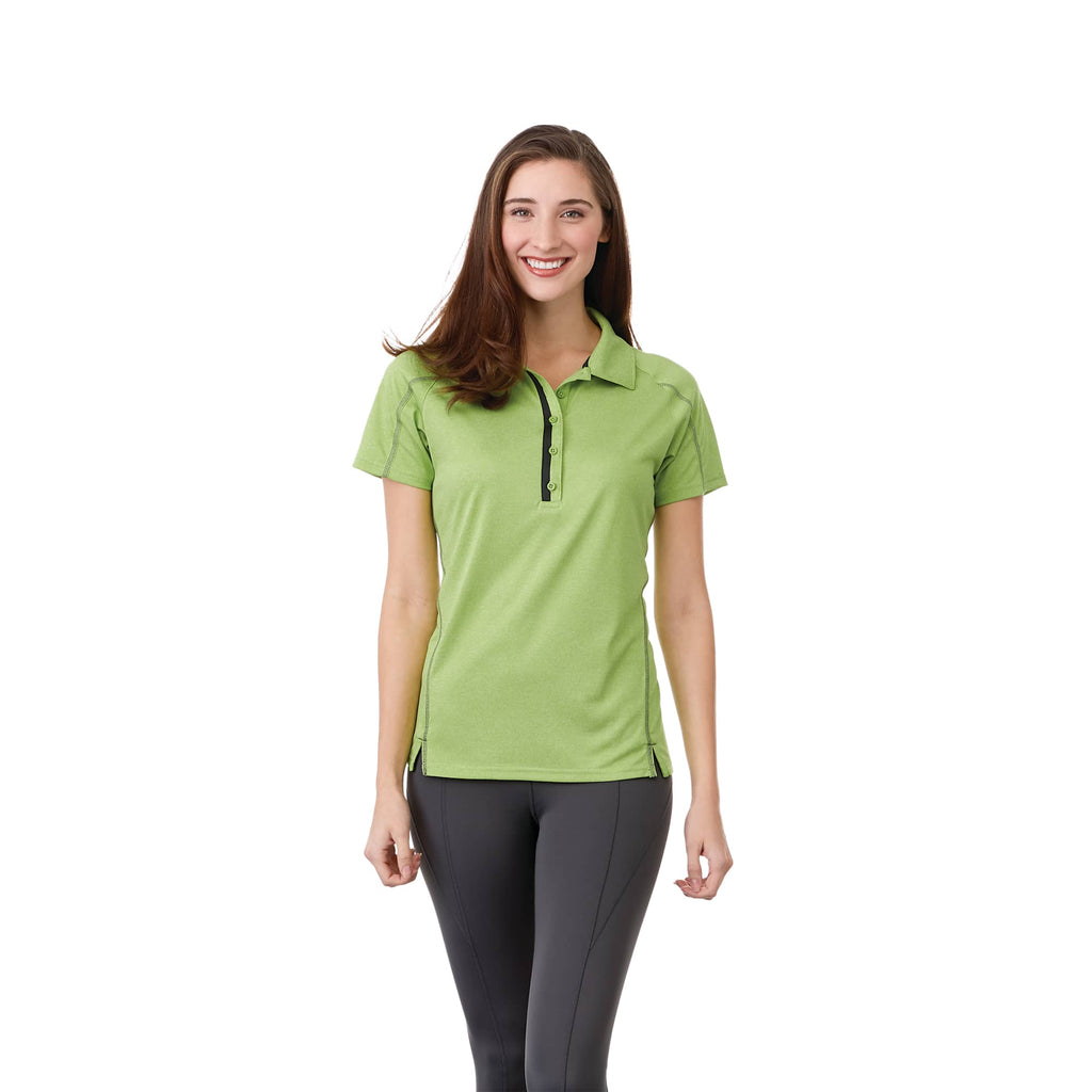 Macta Heathered Polo with Contrast Placket for Women Transfer - Apple Heather/Black Smoke - Front On Model