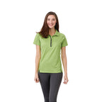 Macta Heathered Polo with Contrast Placket for Women Transfer - Apple Heather/Black Smoke - Front On Model