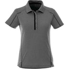 Macta Heathered Polo with Contrast Placket for Women Transfer - Heather Dk Charcoal/Black Smk - Flat 2