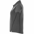 Macta Heathered Polo with Contrast Placket for Women Transfer - Heather Dk Charcoal/Black Smk - Left Side