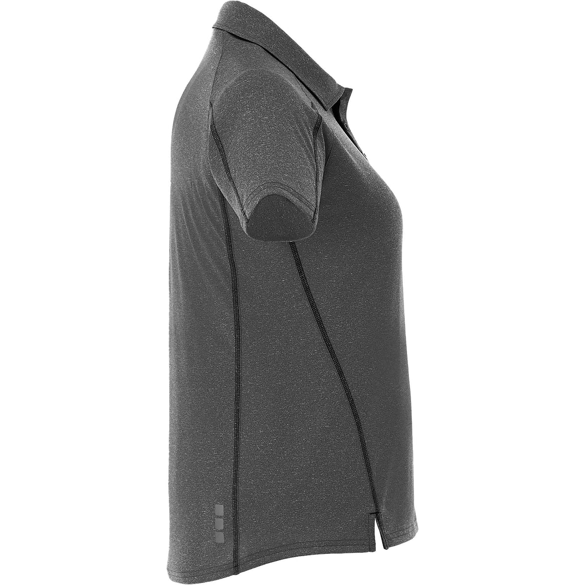Macta Heathered Polo with Contrast Placket for Women Transfer - Heather Dk Charcoal/Black Smk - Right Side