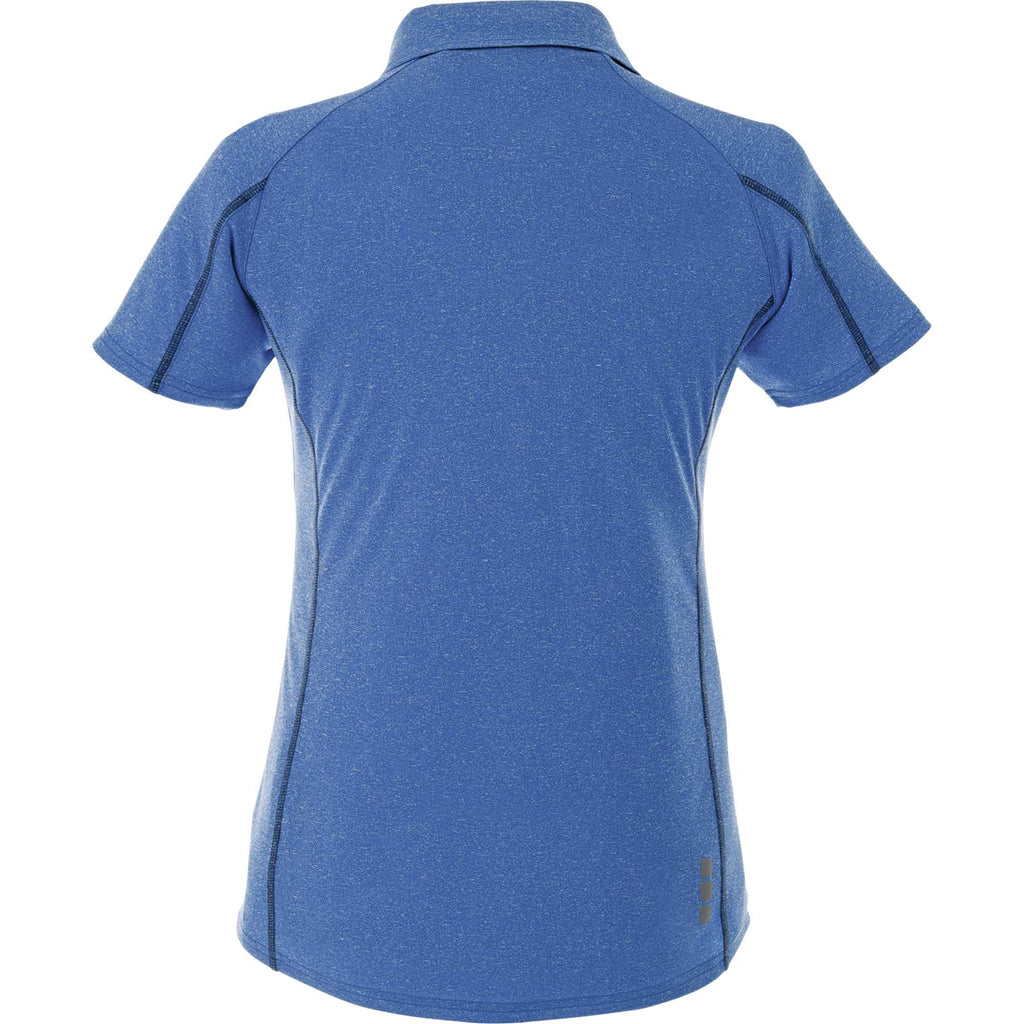 Macta Heathered Polo with Contrast Placket for Women Transfer - New Royal Heather/Black Smoke - Back Flat