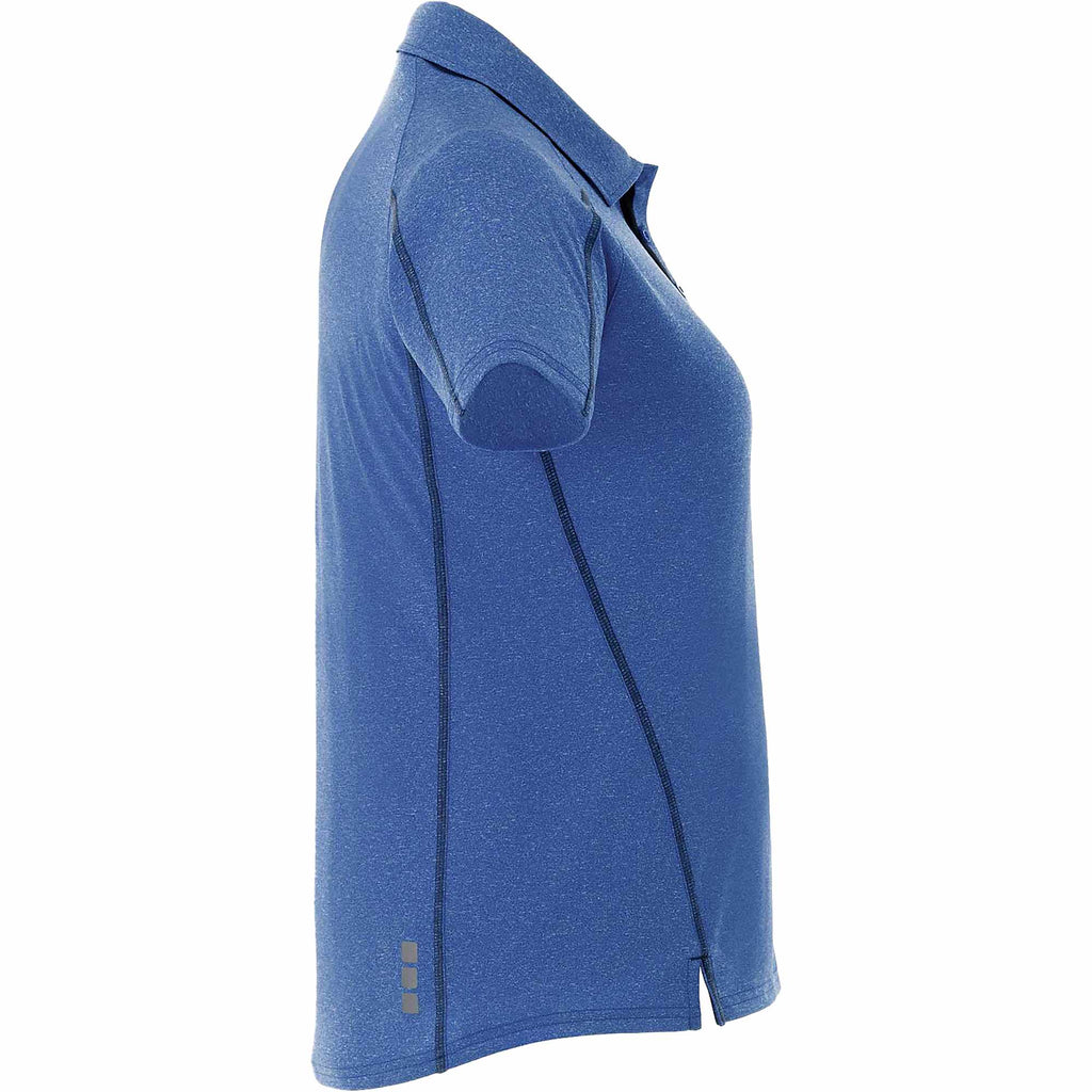 Macta Heathered Polo with Contrast Placket for Women Transfer - New Royal Heather/Black Smoke - Right Side