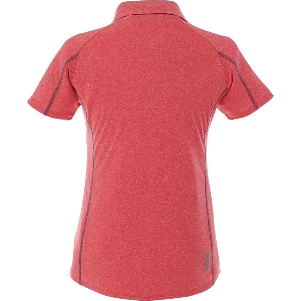 Macta Heathered Polo with Contrast Placket for Women Transfer - Team Red Heather/Black Smoke - Back Flat