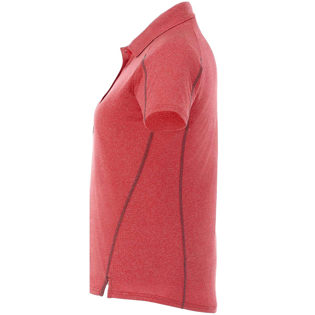 Macta Heathered Polo with Contrast Placket for Women Transfer - Team Red Heather/Black Smoke - Left Side