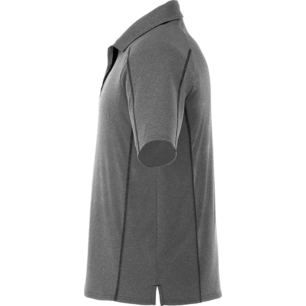 Macta Polo with Contrast Stitching for Men Debossing - Heather Dk Charcoal/Black Smk - Left Side