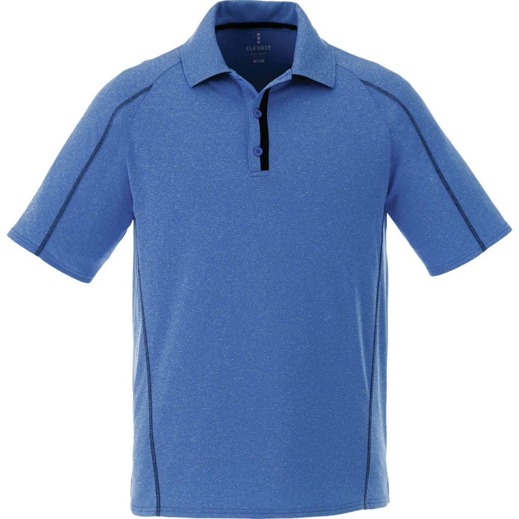 Macta Polo with Contrast Stitching for Men Debossing - New Royal Heather/Black Smoke - Front Flat