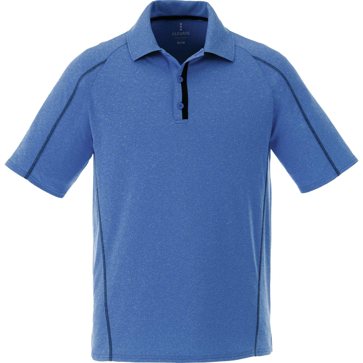 Macta Polo with Contrast Stitching for Men Debossing - New Royal Heather/Black Smoke - Front Flat