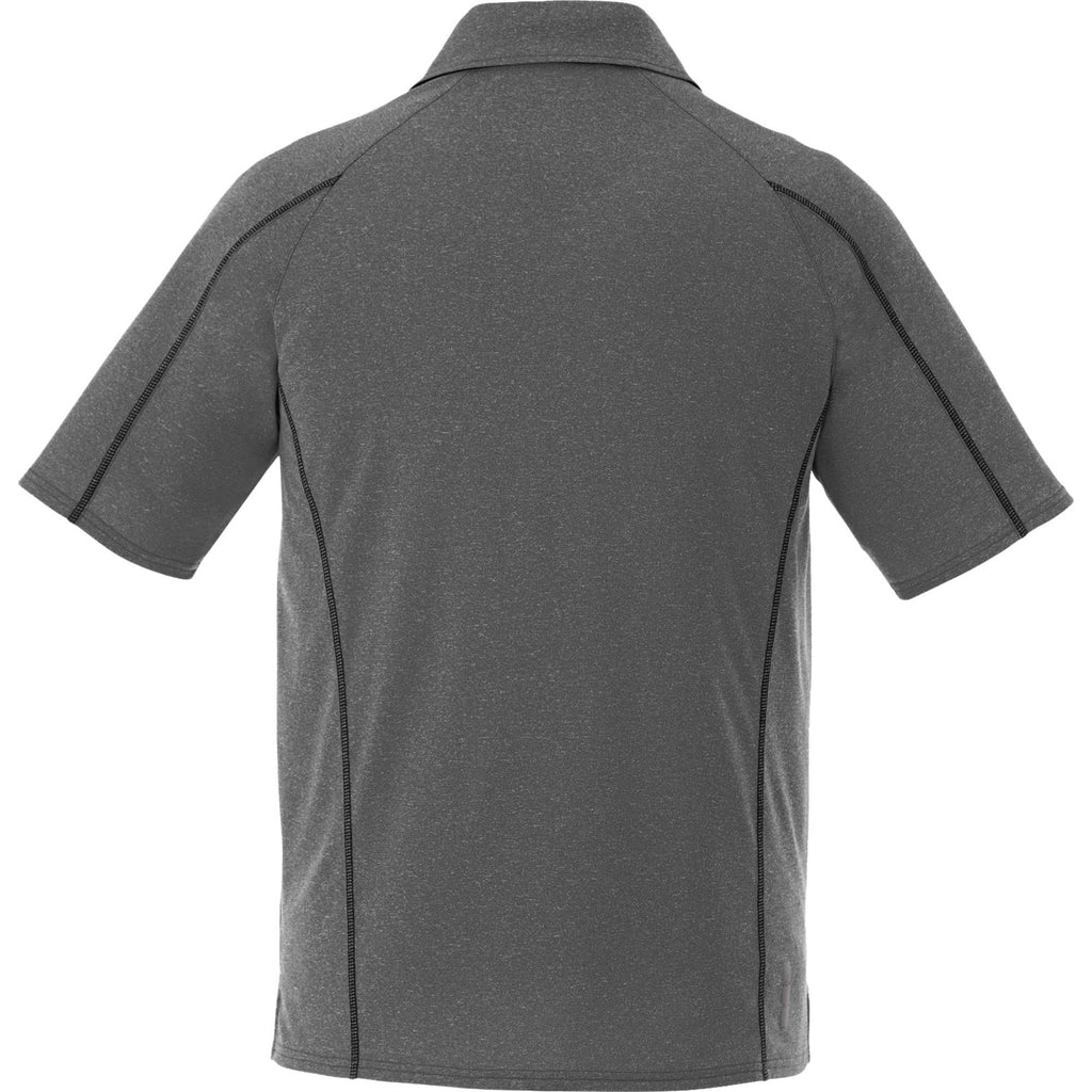 Macta Polo with Contrast Stitching for Men Embroidery - Heather Dk Charcoal/Black Smk - Back Flat