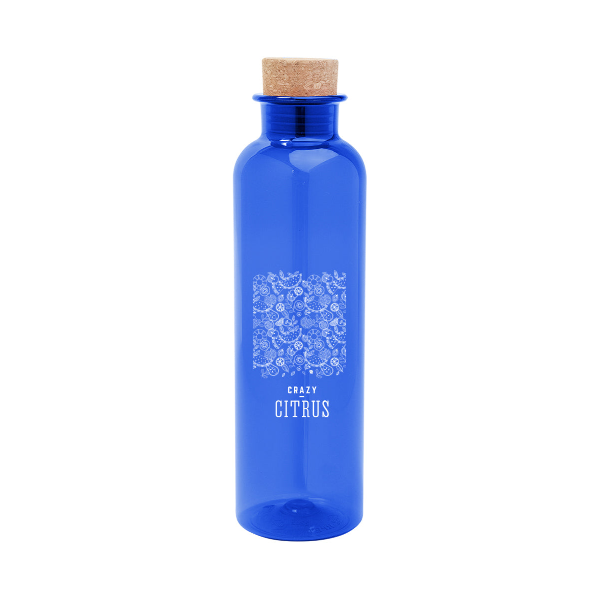 Maddie Bottle with Cork Lid, 22 oz - Blue - Silk Screen