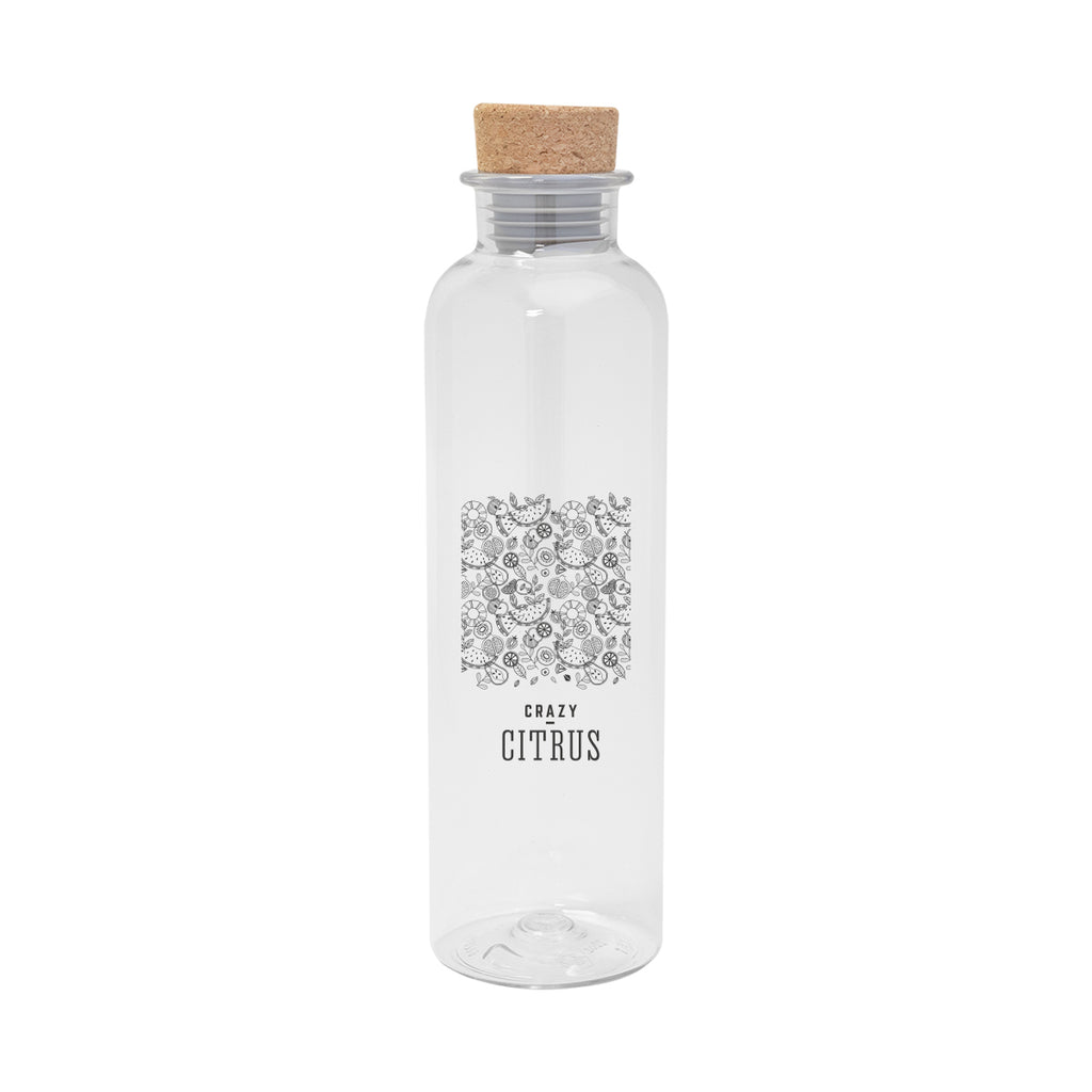 Maddie Bottle with Cork Lid, 22 oz - Clear - Silk Screen