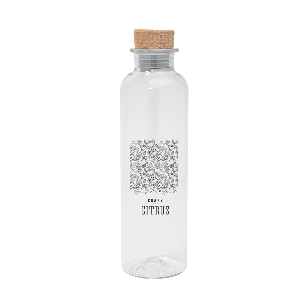Maddie Bottle with Cork Lid, 22 oz - Clear - Silk Screen