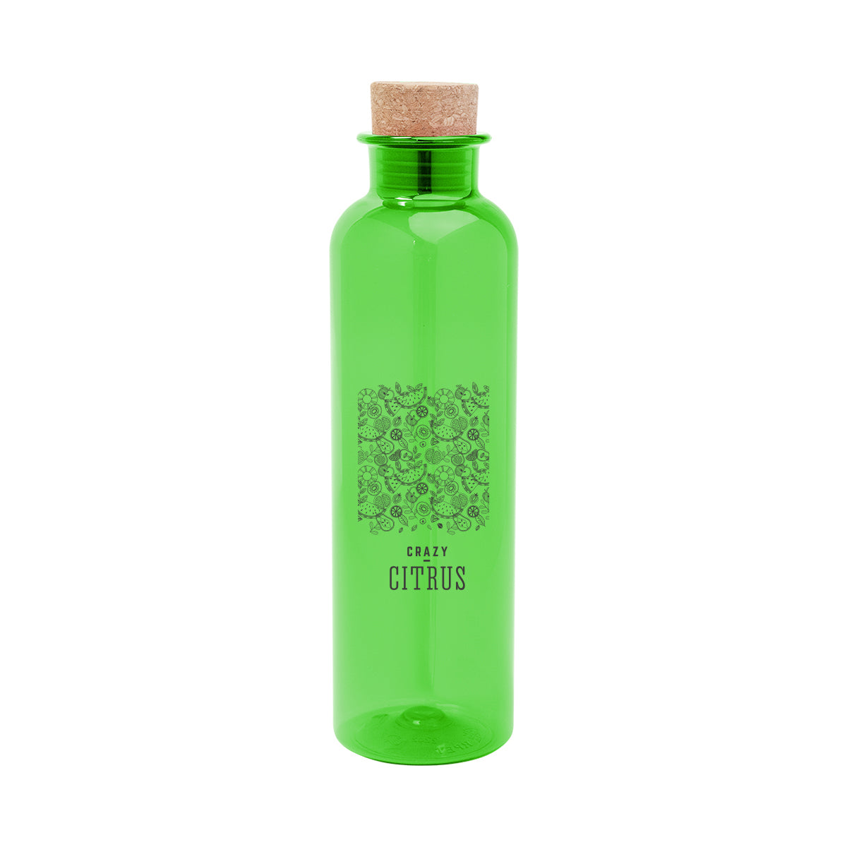 Maddie Bottle with Cork Lid, 22 oz - Lime Green - Silk Screen