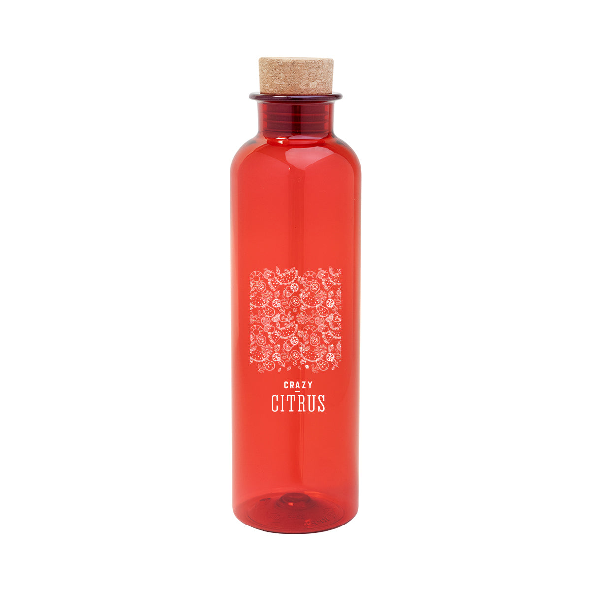 Maddie Bottle with Cork Lid, 22 oz - Red - Silk Screen
